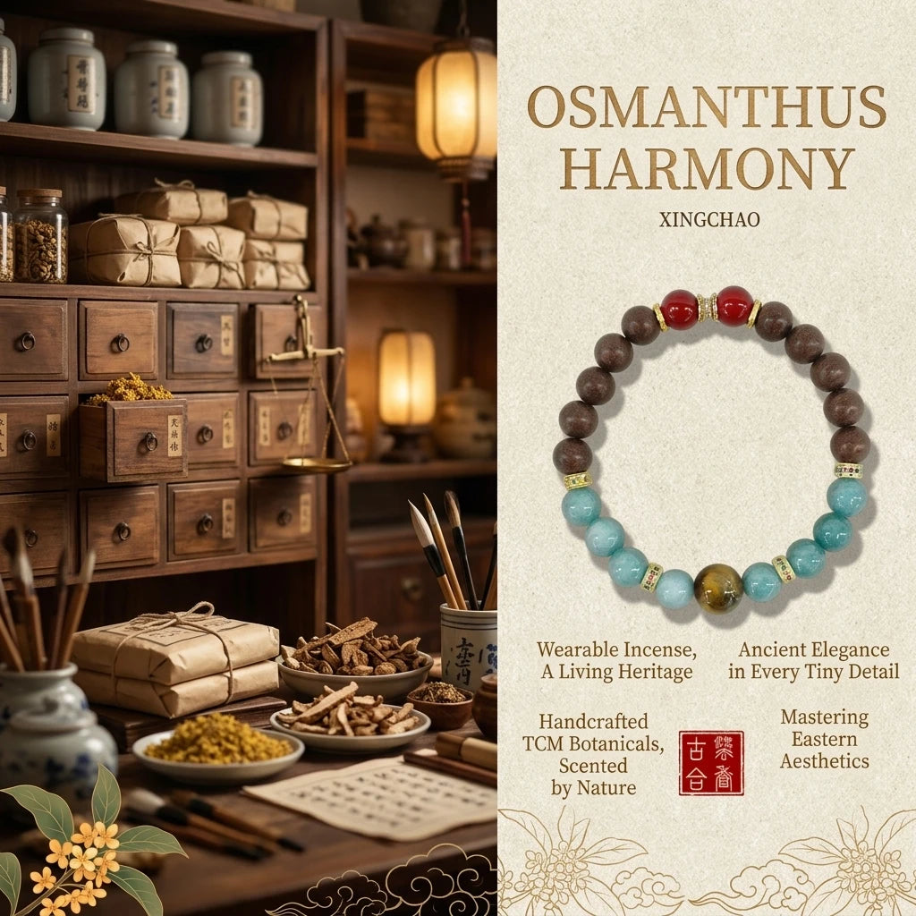 Osmanthus & Herbal Harmony: Handcrafted TCM Aromatic Bracelet (He Xiang Zhu)