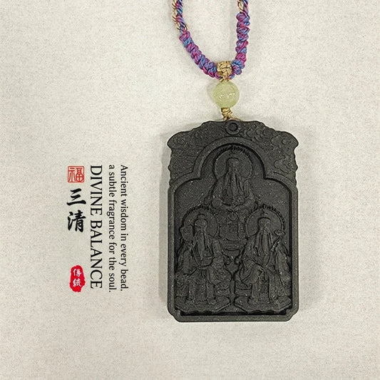 Divine Balance: Black Ambergris Sancheng Patriarch Incense Necklace