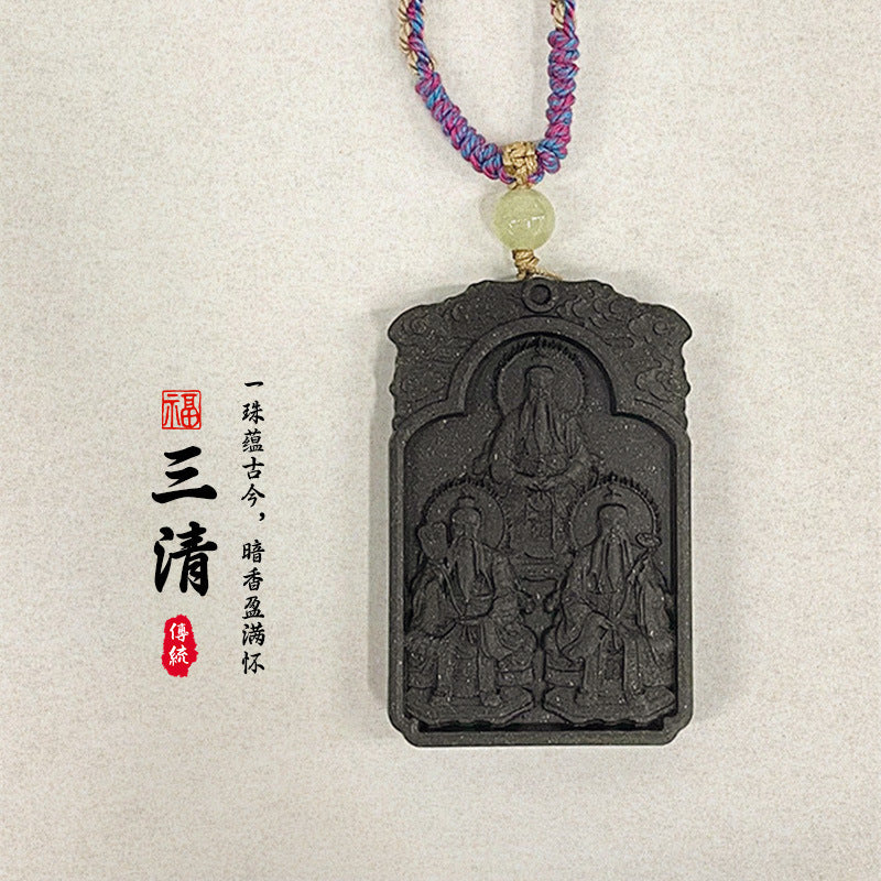 Divine Balance: Black Ambergris Sancheng Patriarch Incense Necklace